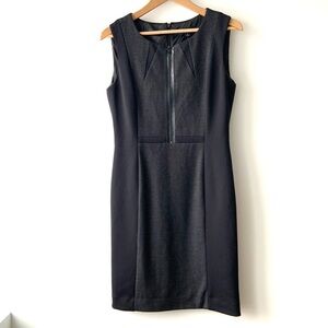 Tahari Black Edgy Sheath Dress Size 6 Minimalist Chic